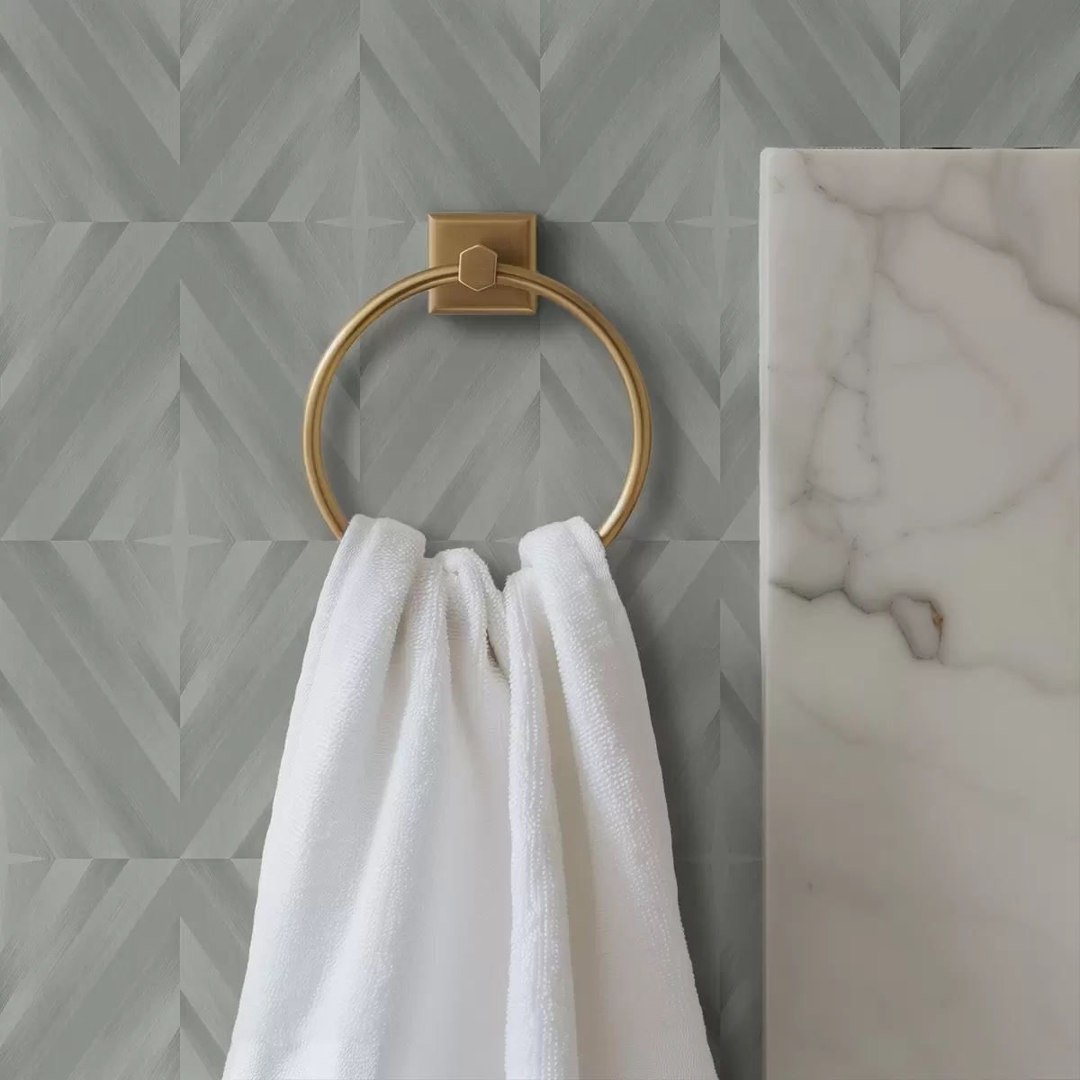 Papier peint Des traits diagonaux formant des carrés dans une palette gris menthe a00983v1