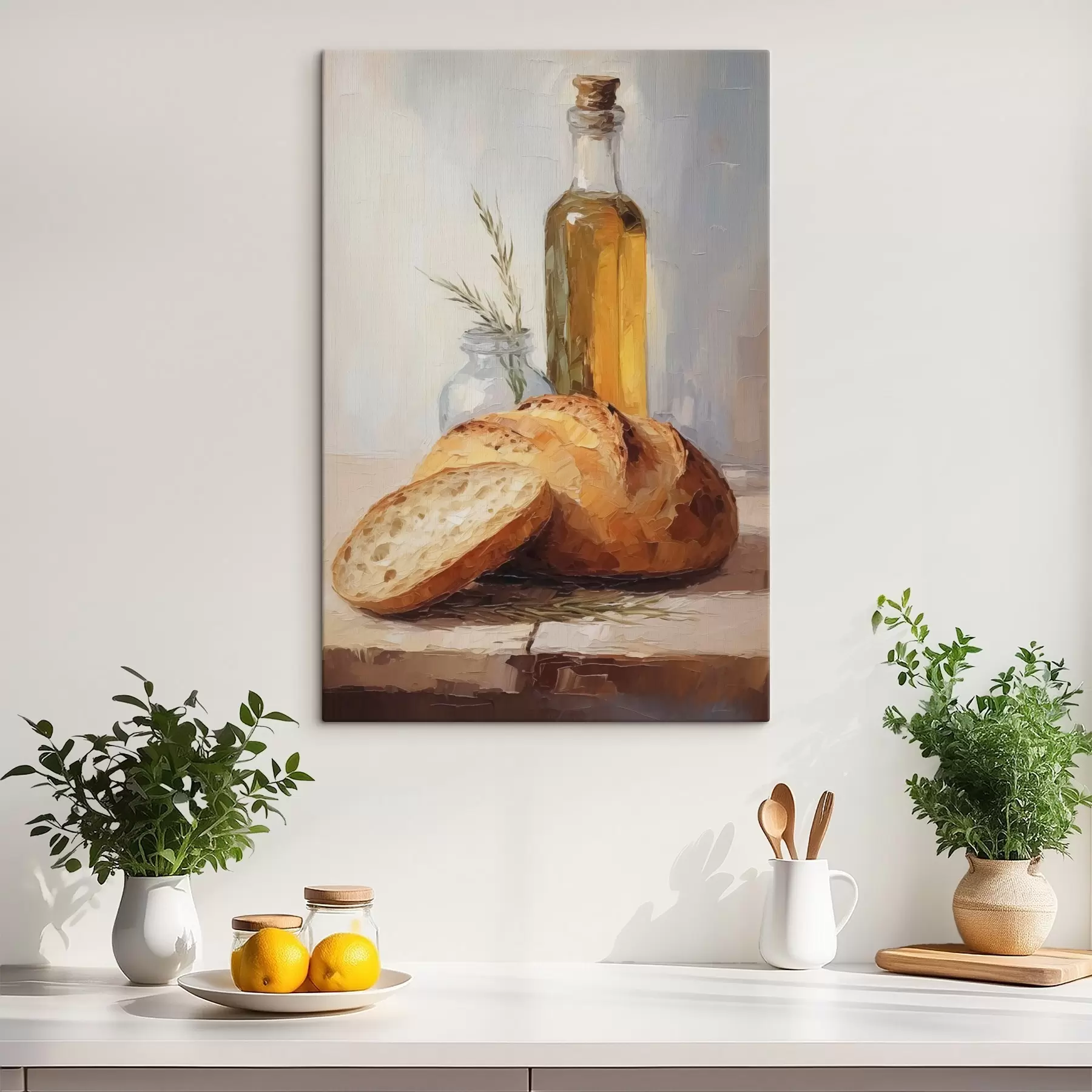 murales Pan y una botella de aceite, pintura de imitación s46759