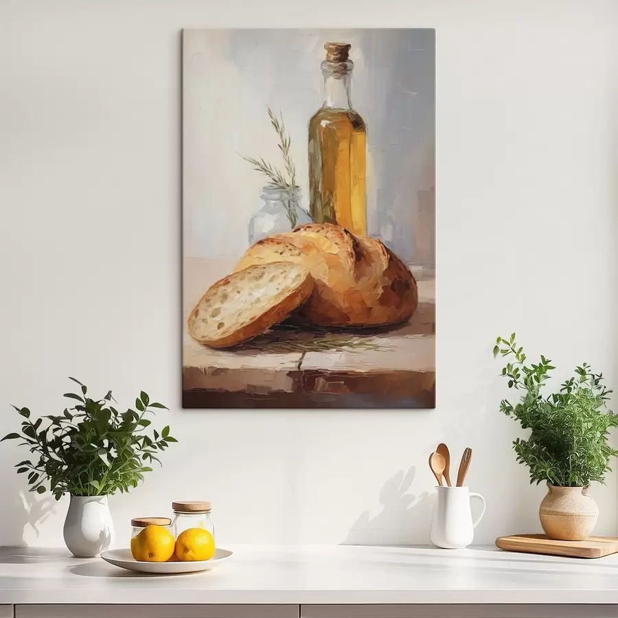 murales Pan y una botella de aceite, pintura de imitación s46759
