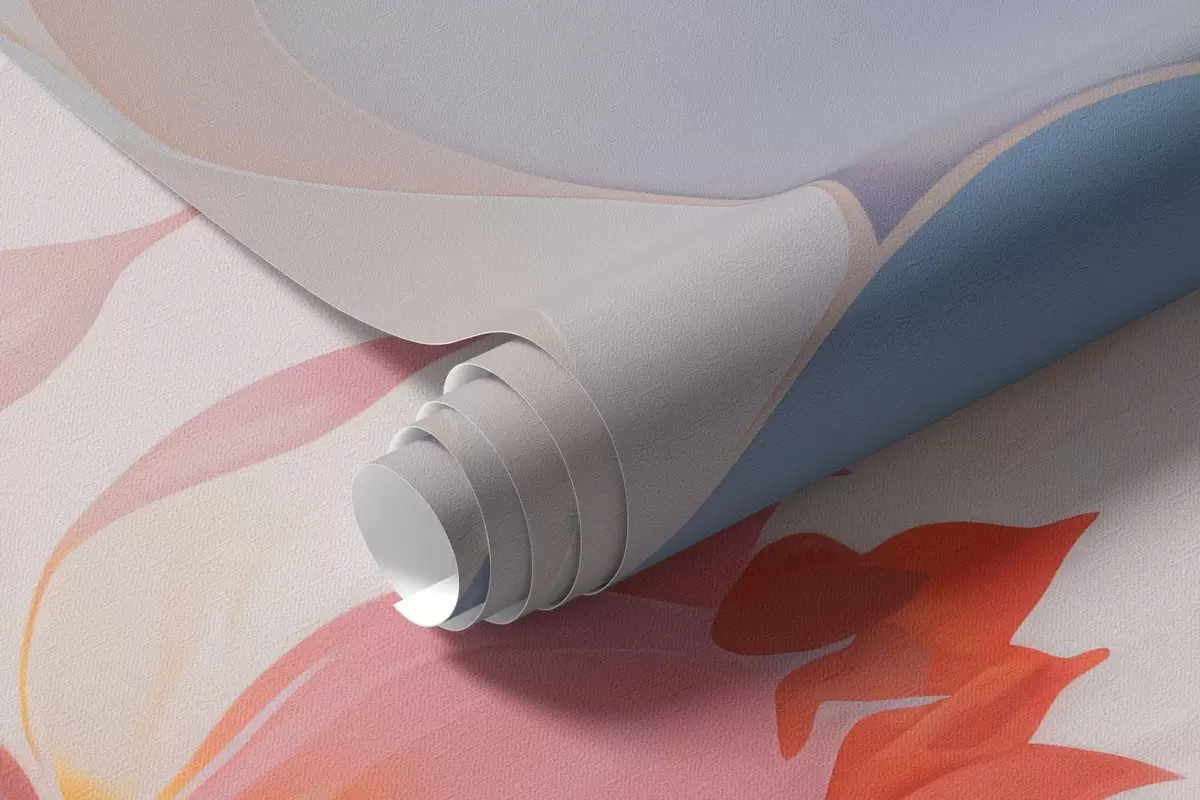 murales Flores de loto en tonos pastel suaves, estilo acuarela. w09512