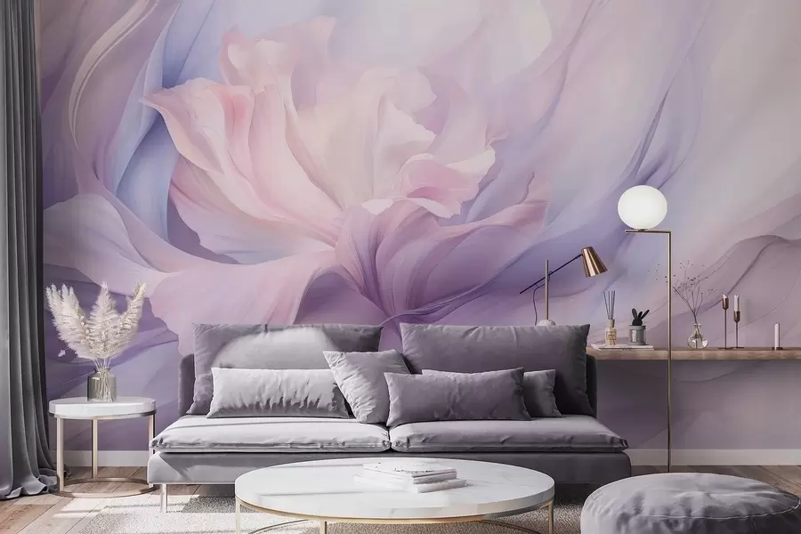 murales Suave bruma de pétalos: una flor etérea en una neblina lila pastel w09517