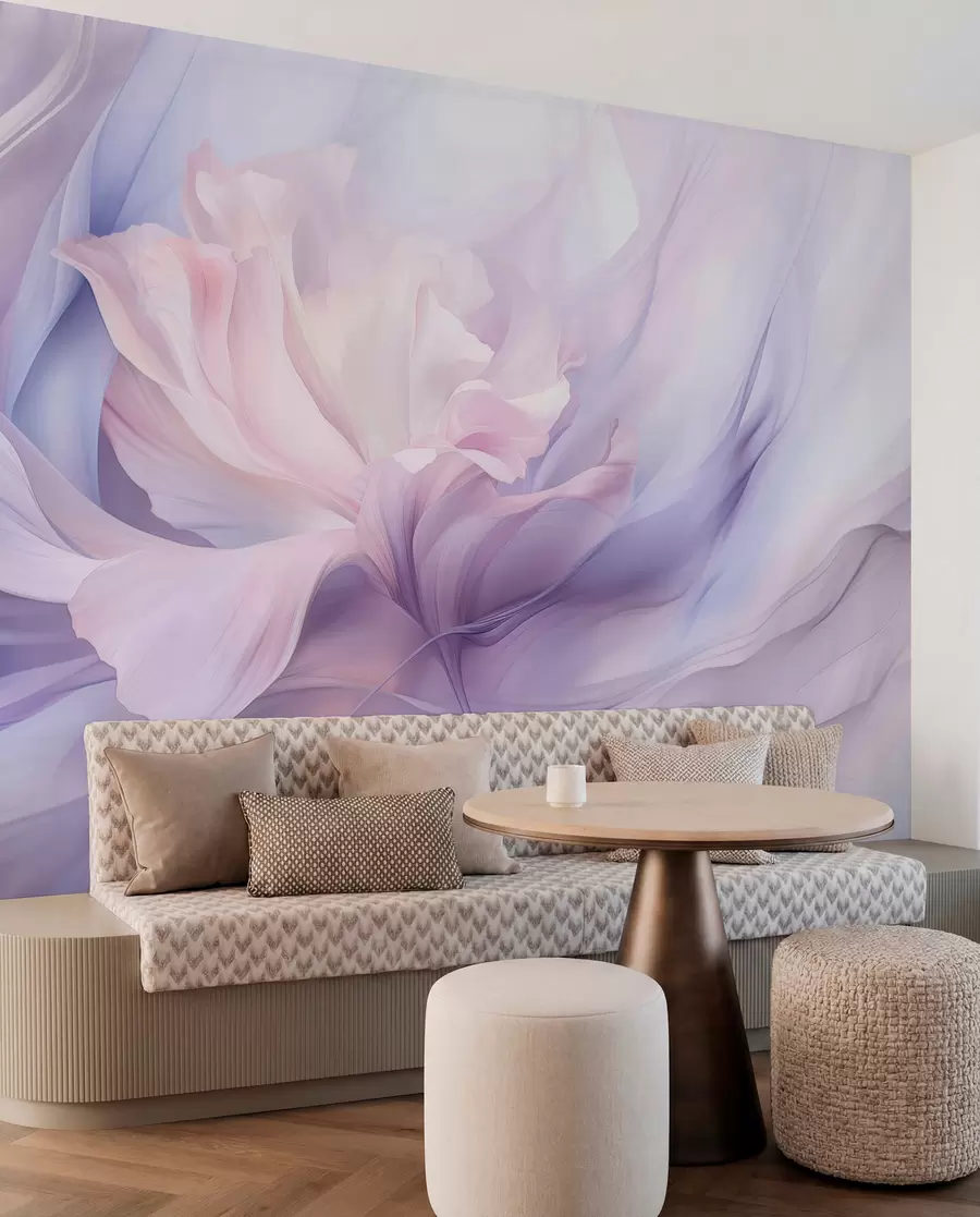 wall murals Gentle petal haze: an airy flower in a pastel-lilac mist w09517