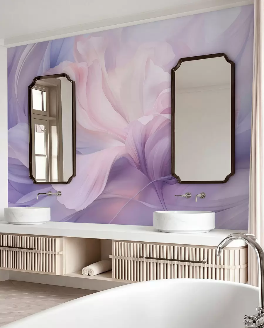 wall murals Gentle petal haze: an airy flower in a pastel-lilac mist w09517