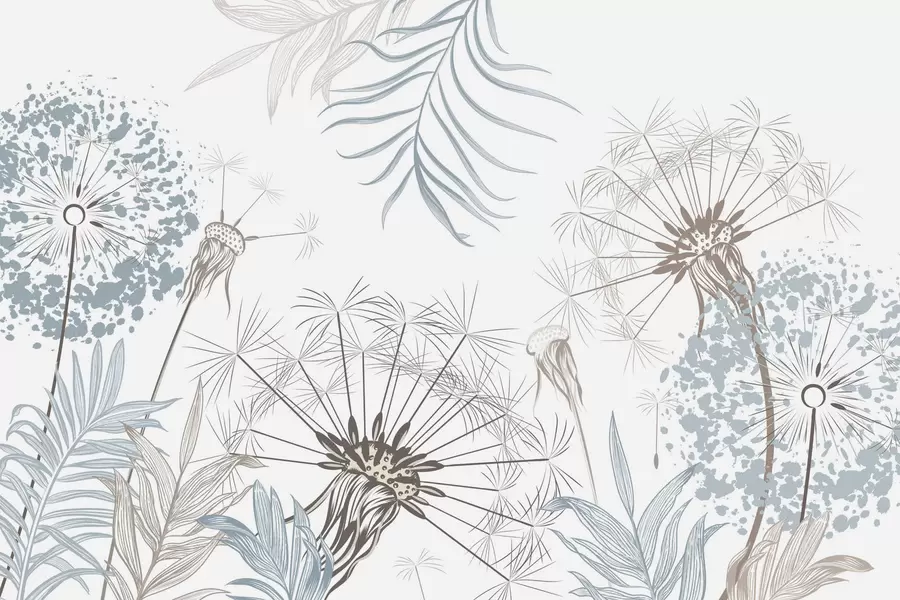 peintures murales Pissenlits parmi le feuillage w04942