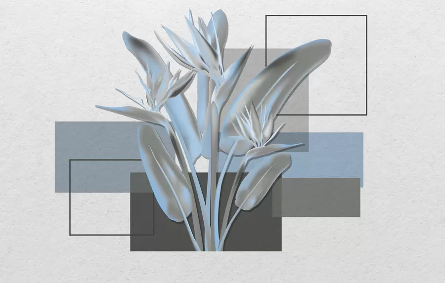 wall murals Strelitzia and geometria w04949