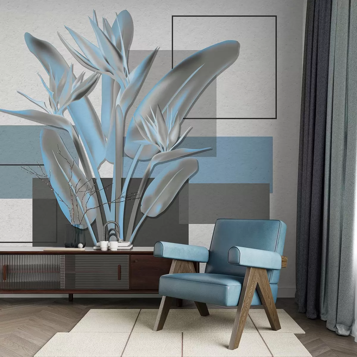 Wall Mural Photo Wallpaper Strelitzia and geometria w04949
