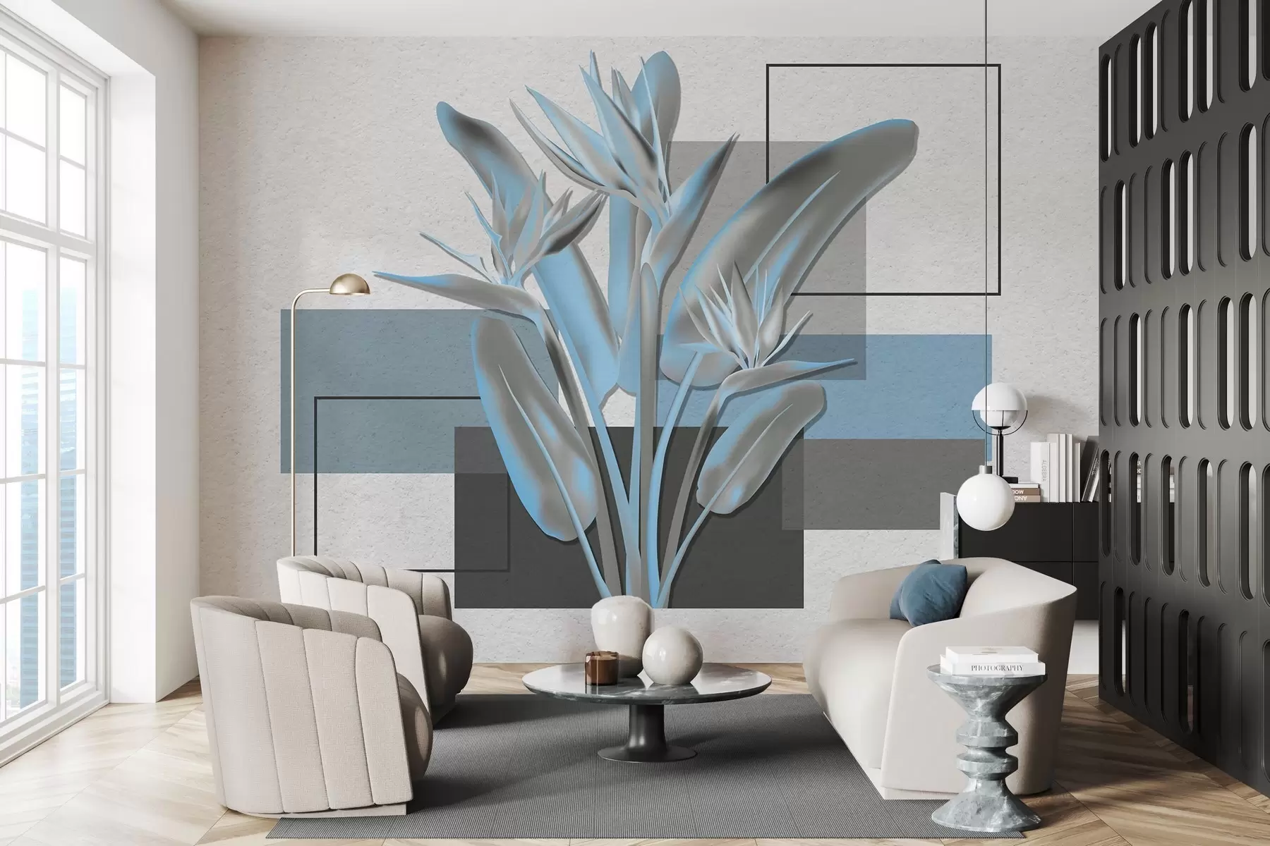 Wall Mural Photo Wallpaper Strelitzia and geometria w04949