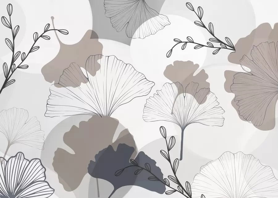 wall murals Minimalist ginkgo leaves w04913