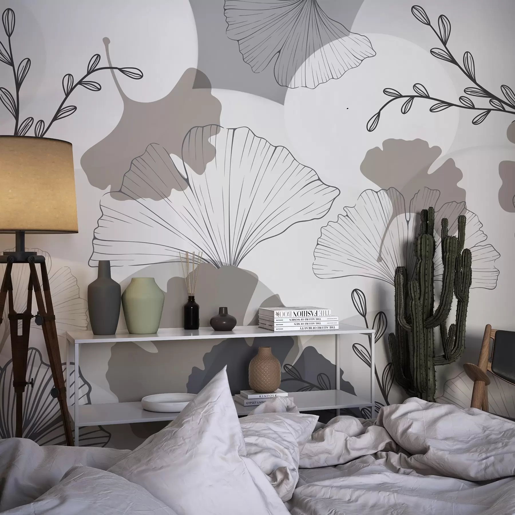 Wall Mural Photo Wallpaper Minimalist ginkgo leaves w04913