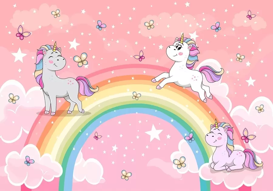 murales Unicornios en un arco iris w04930