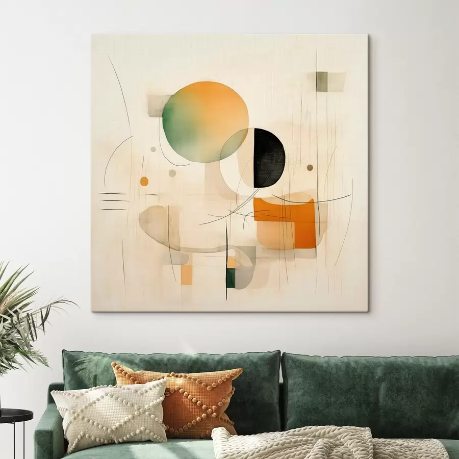 murales Acentos geométricos en una paleta suave con un estilo minimalista moderno s46640