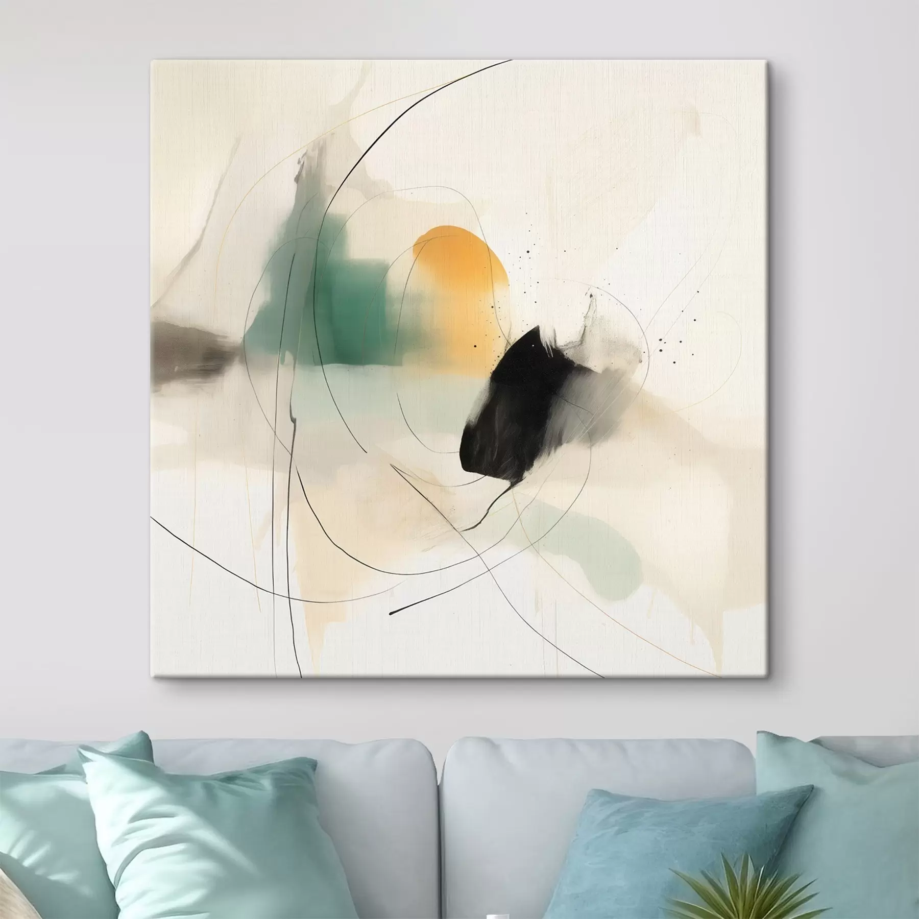 wall murals Soft dynamics of colors and lines in an airy abstract style s46641