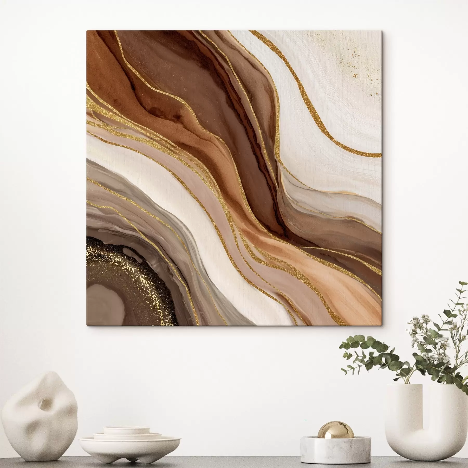 wall murals Stone composition in wooden tones s46642