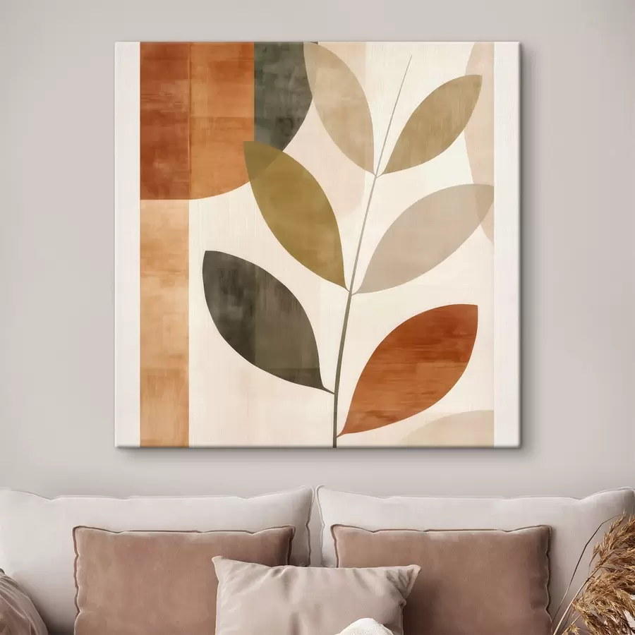 wall murals Warm leaf composition in a lyrical minimalist style s46646