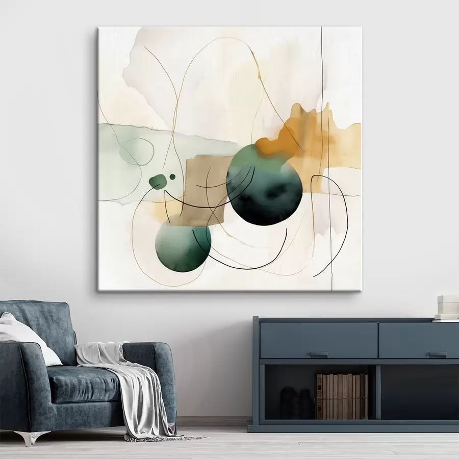 murales Ritmo de siluetas redondeadas en un estilo acuarela moderno s46648