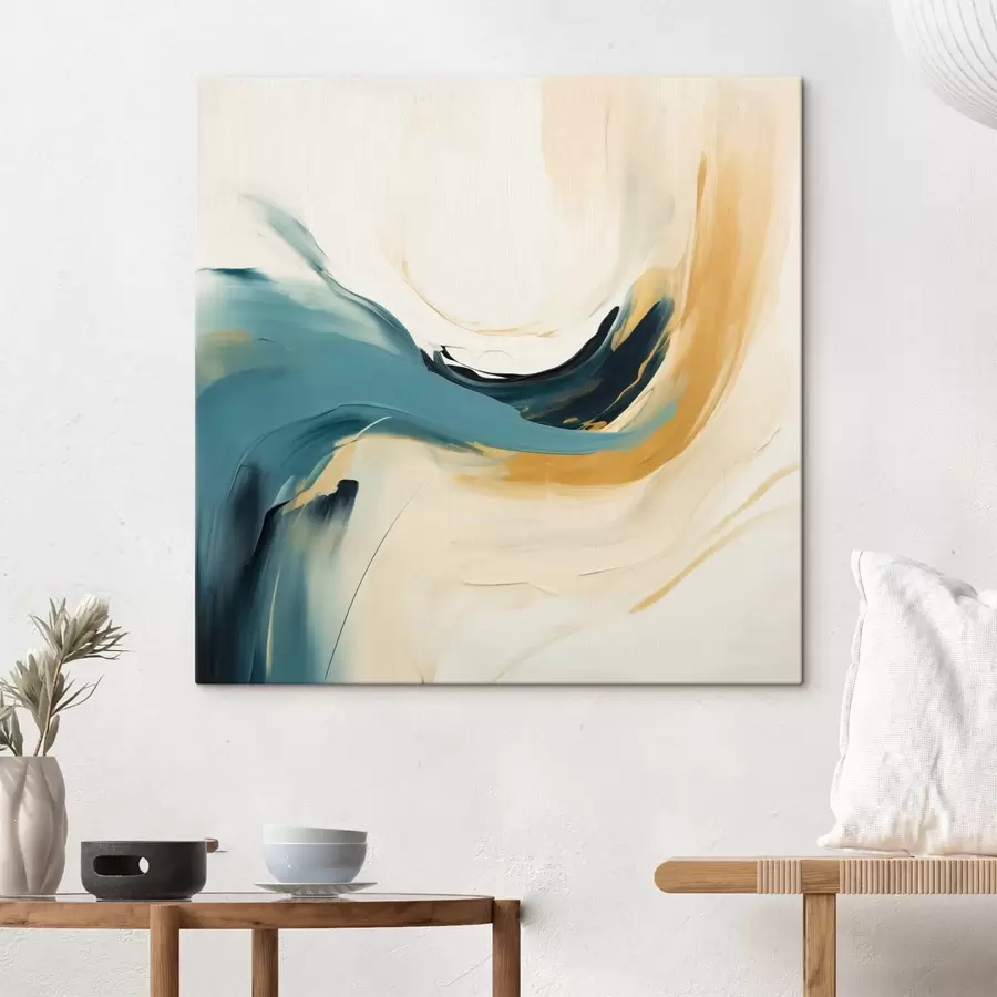 murales Abstracción con formas en movimiento en tonos pastel s46656