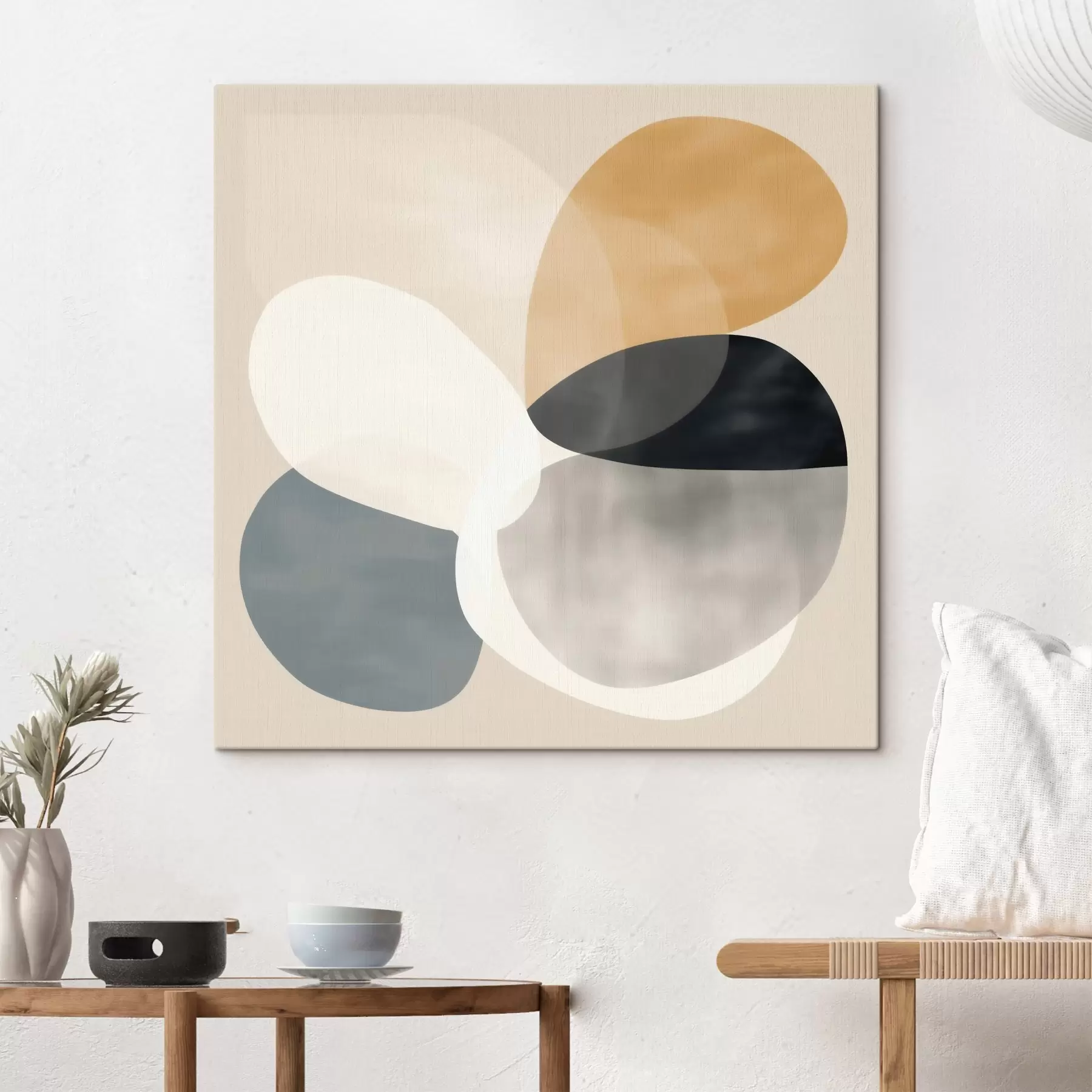 murales Abstracción minimalista con formas geométricas suaves s46664