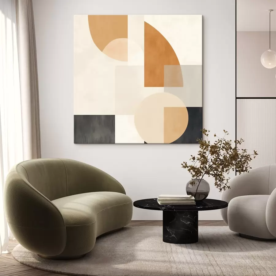 murales Geometría artística que combina formas redondeadas y lineales s46665