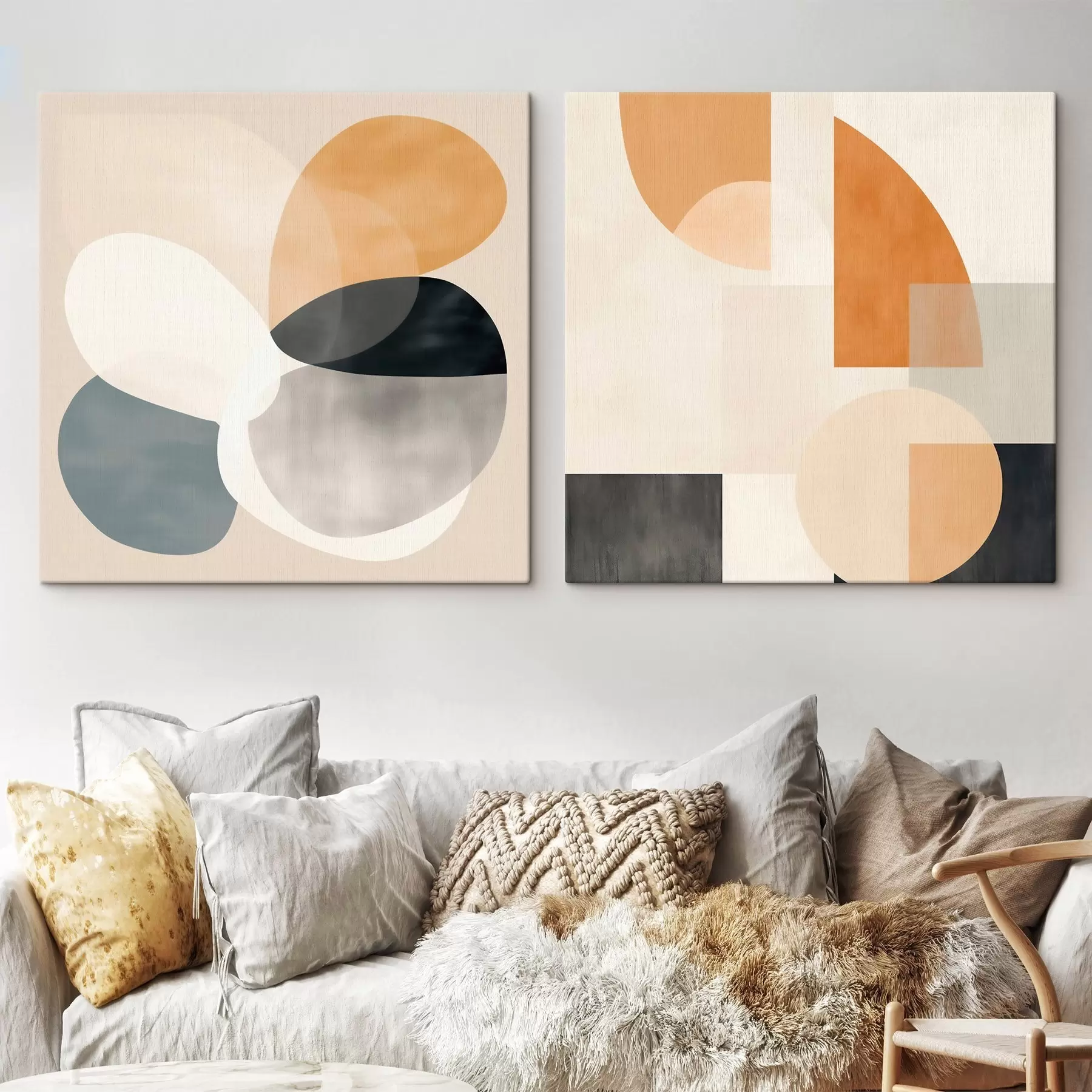 wall murals Rounded intersections of forms in watercolor minimalism m00993