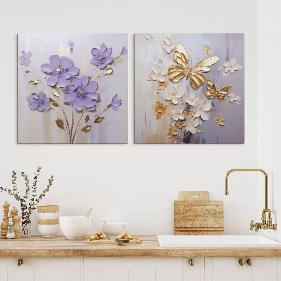 wall murals Butterflies and flowers imitation painting m01046