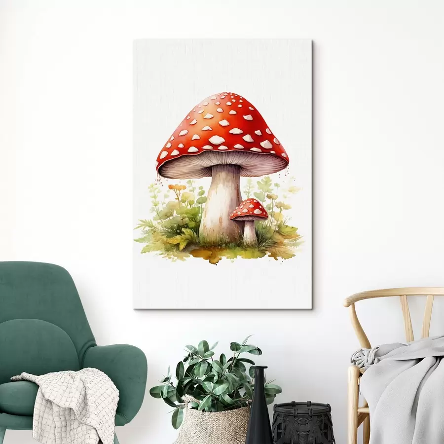 murales Setas del bosque, amanita muscaria, imitación de acuarela s46767