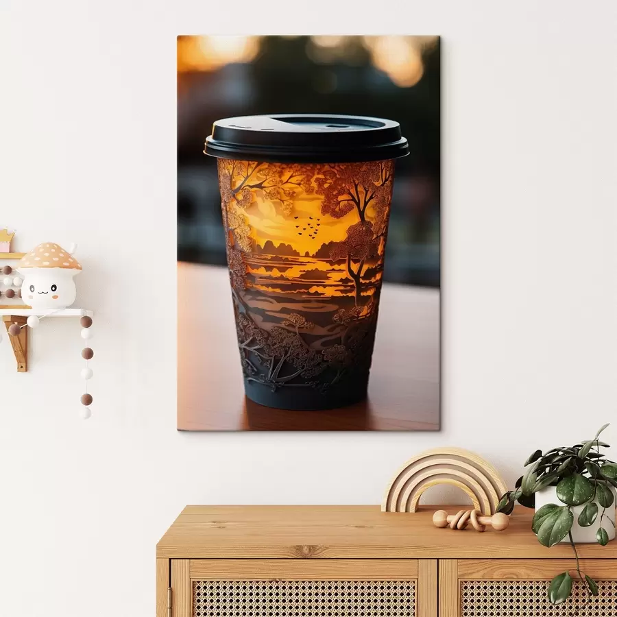 wall murals Glass of coffee with a nature motif s46776