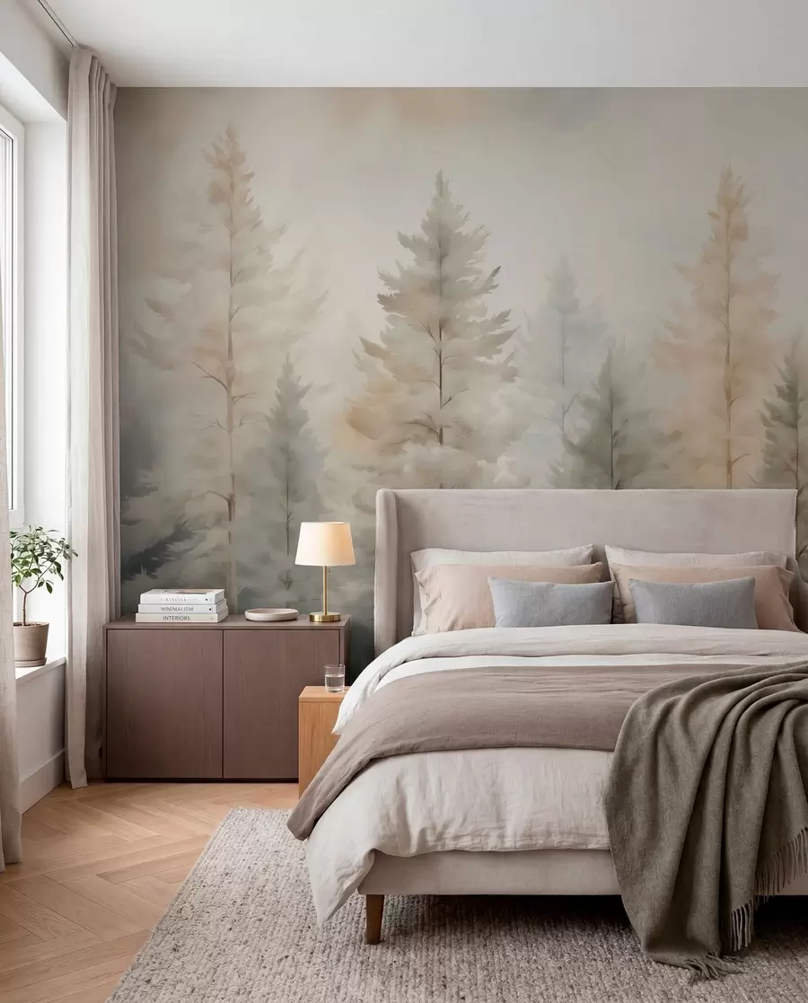 peintures murales Forêt de conifères w04975
