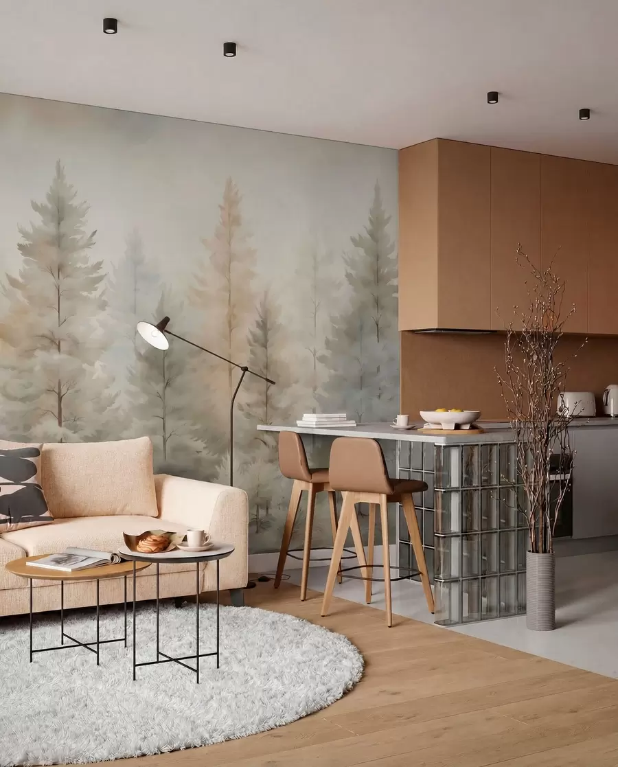 wall murals Coniferous forest w04975