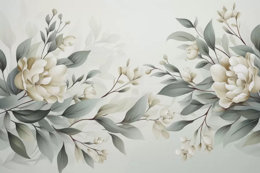 murales Follaje con flores w04976