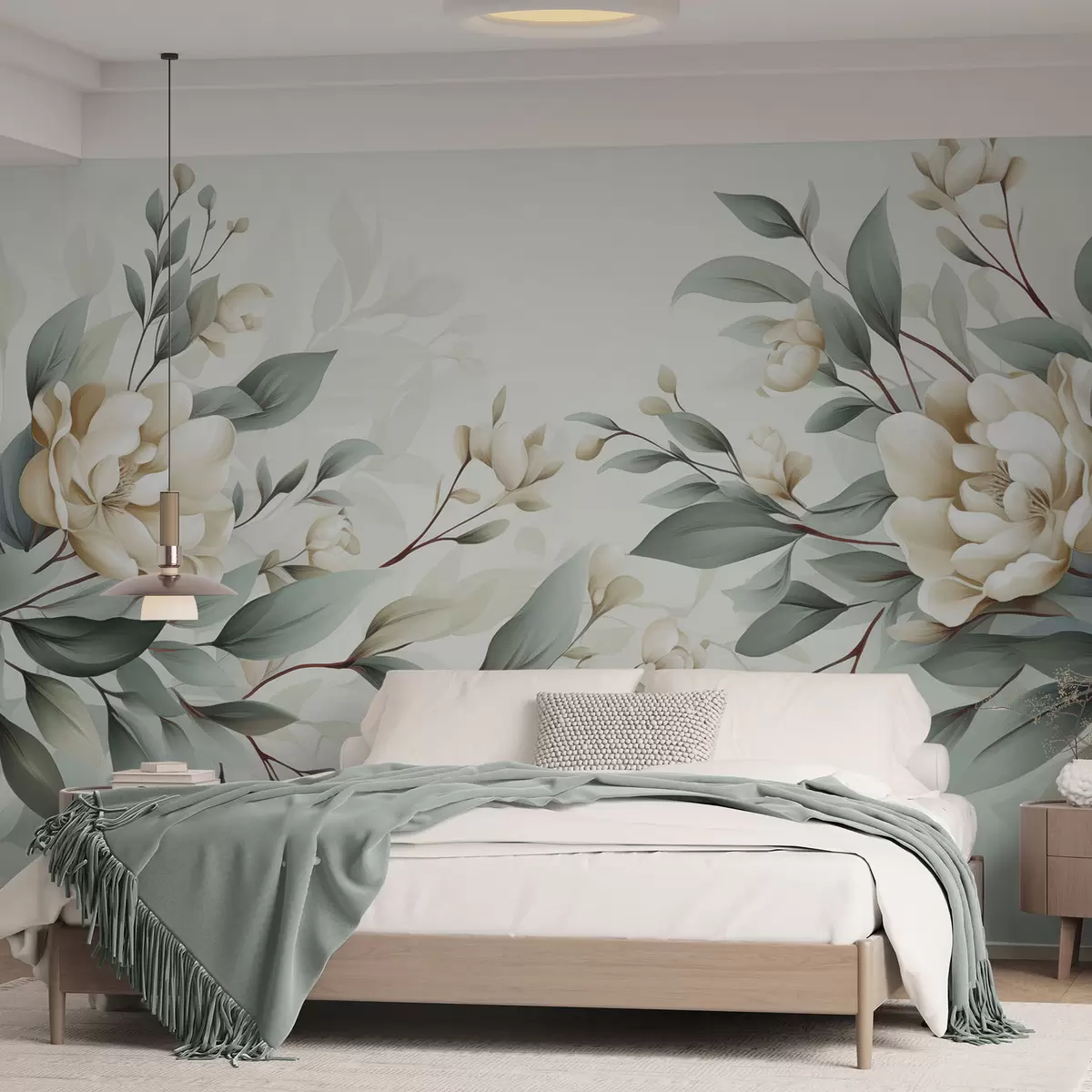 murales Follaje con flores w04976