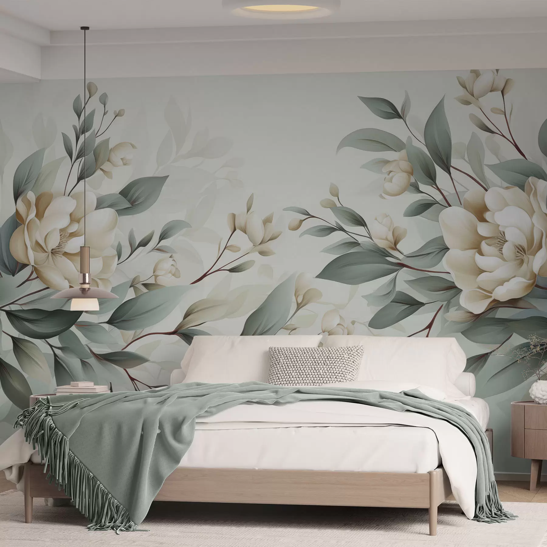 murales Follaje con flores w04976