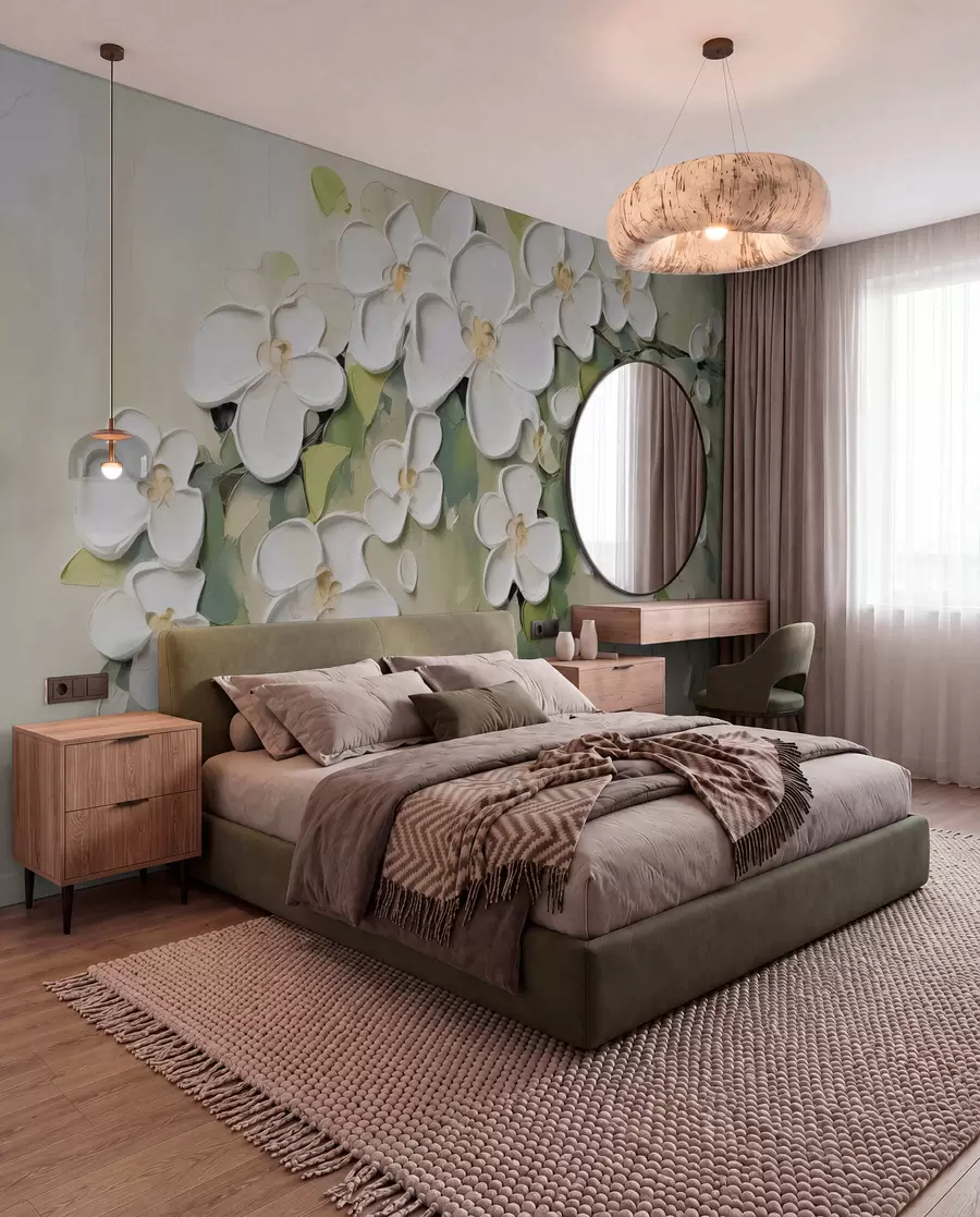 peintures murales Une branche avec des fleurs w04978