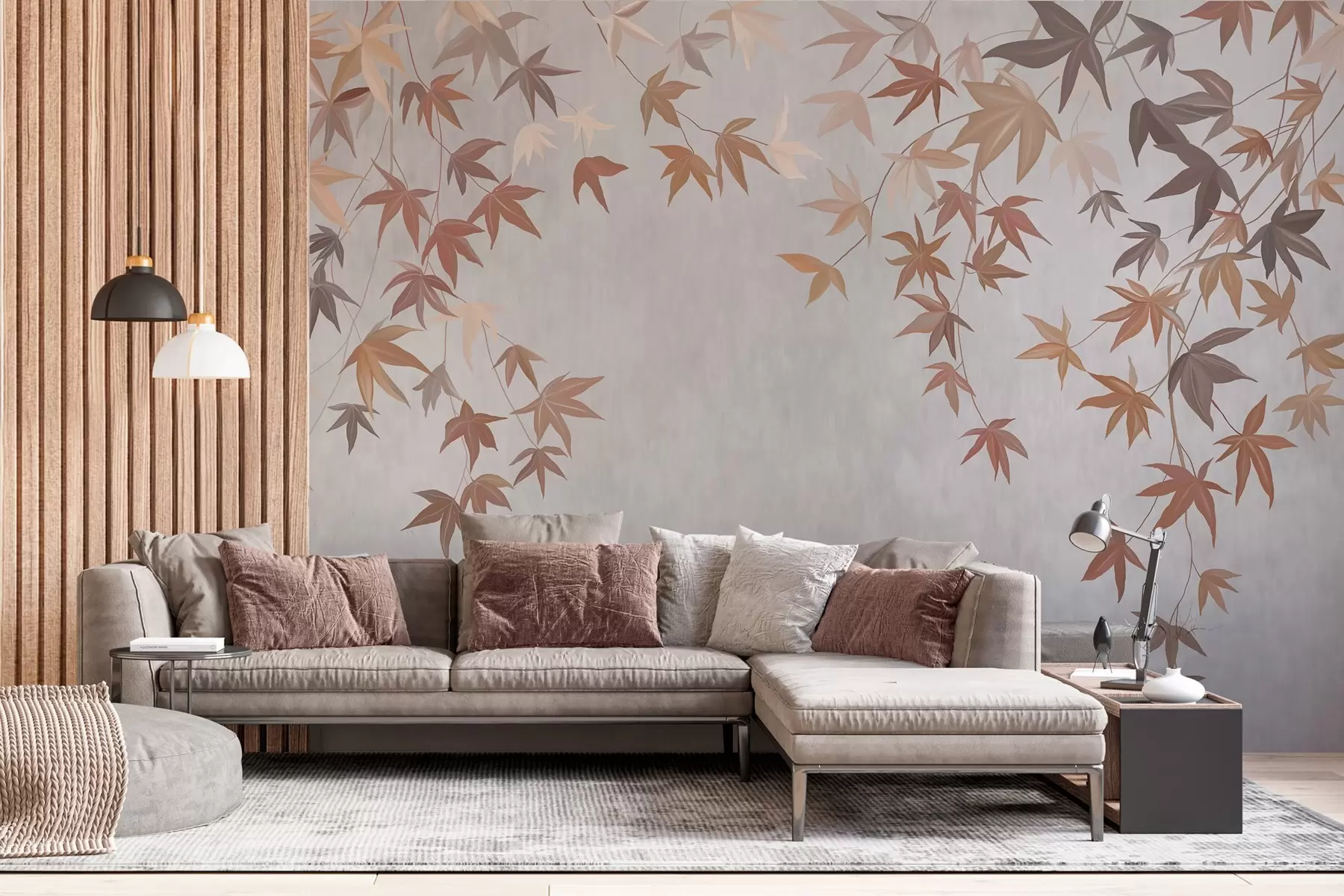 Wall Mural Photo Wallpaper multicolored ivy leaves falling from above in the style of oil painting w04878