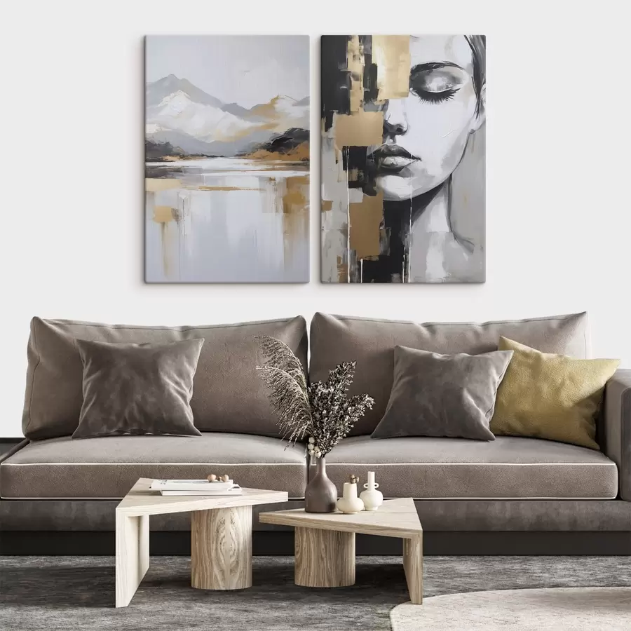 wall murals Abstract mountain landscape and portrait m01058