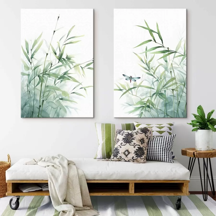 murales Plantas de bambú, imitación acuarela m01062