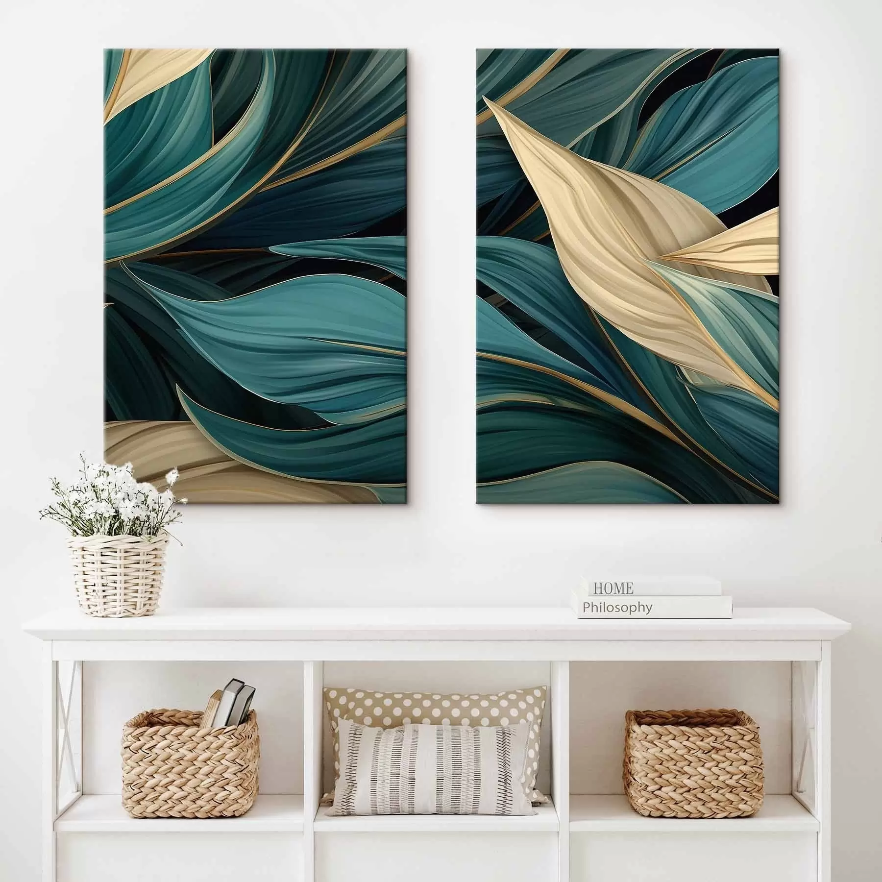 wall murals Green Abstract Leaves m01063