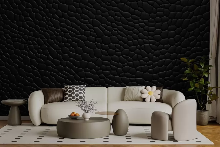 Wall Mural Photo Wallpaper Black mosaic with soft three-dimensional relief w04955