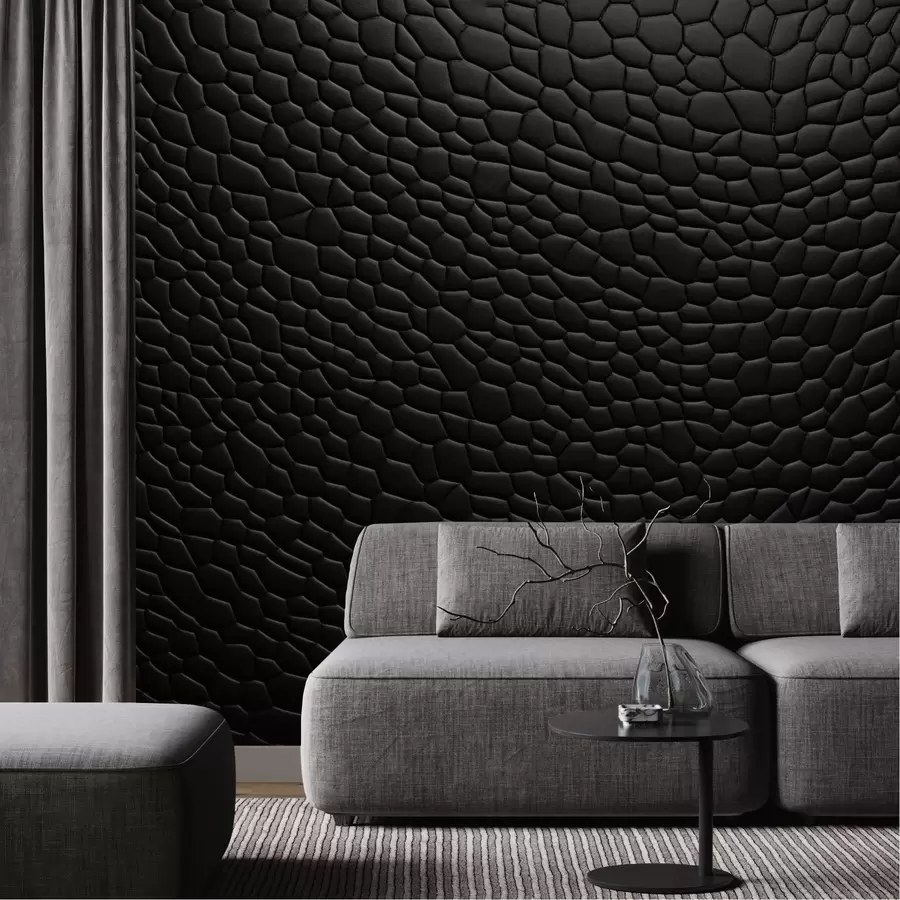 wall murals Black mosaic with soft three-dimensional relief w04955