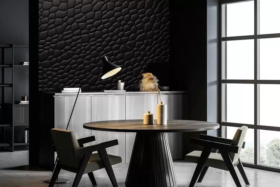 Wall Mural Photo Wallpaper Black mosaic with soft three-dimensional relief w04955