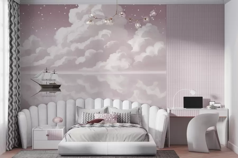 wall murals Thick clouds over water w04996v1