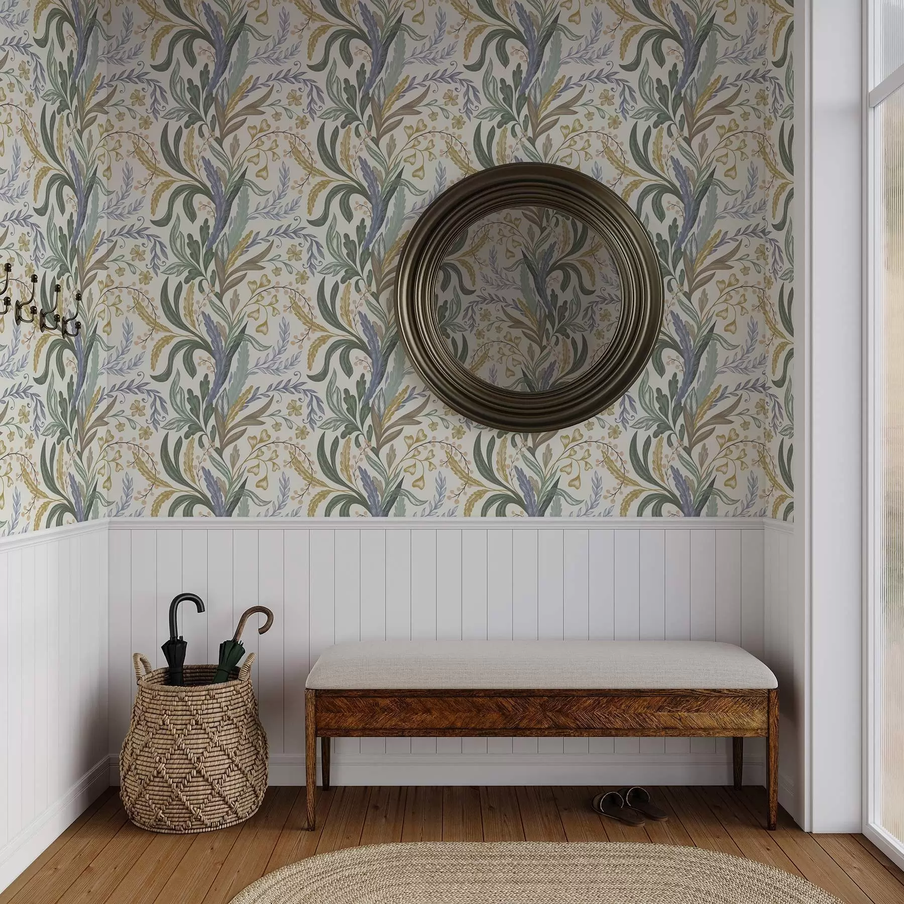 wall murals Lush floral ornament in a soft pastel palette a00939