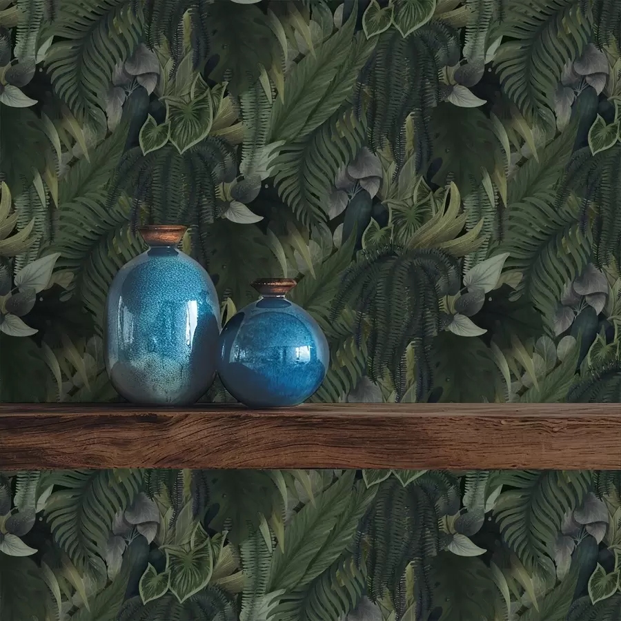 peintures murales Végétation tropicale dense dans des fourrés d'un vert profond a00943