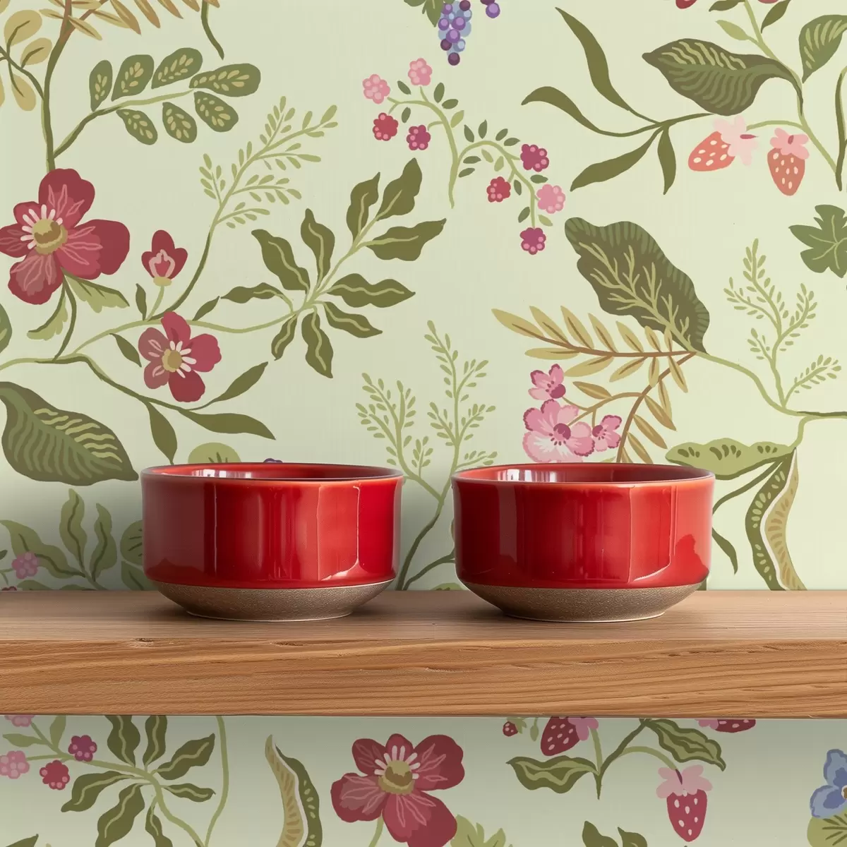 Wallpaper Blooming garden with berries, grapes and wildflowers a00961