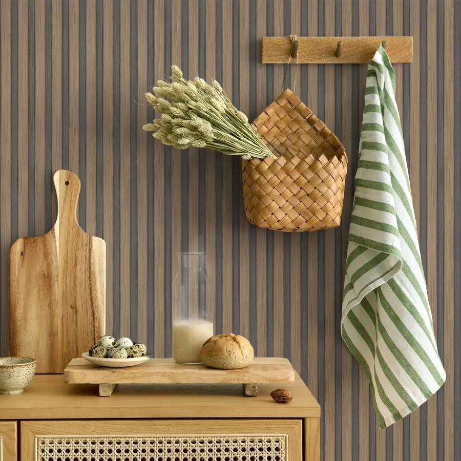 murales Lamas verticales de madera y gris con un ritmo contrastante. a00992