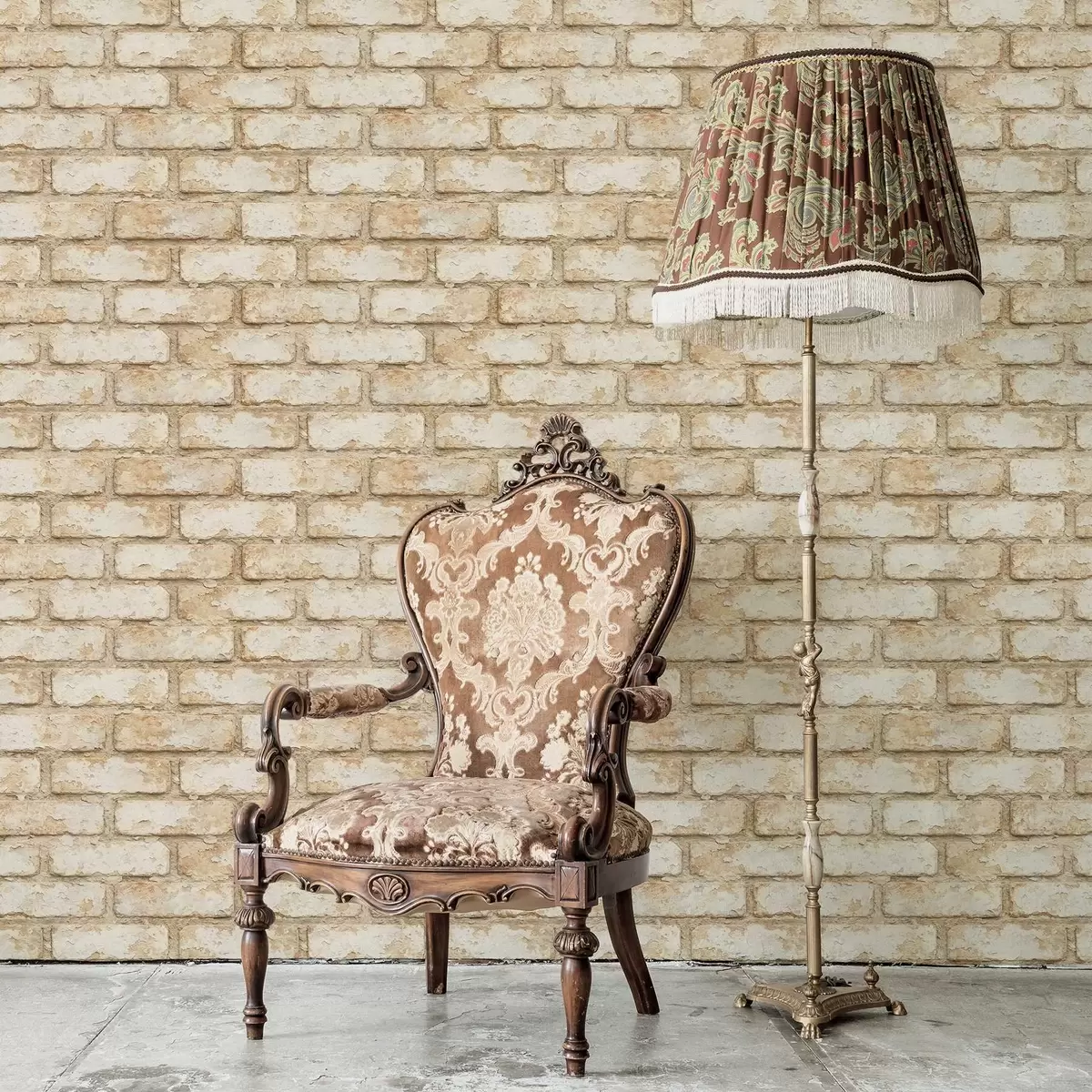 Wallpaper Aged light beige brick texture a01029