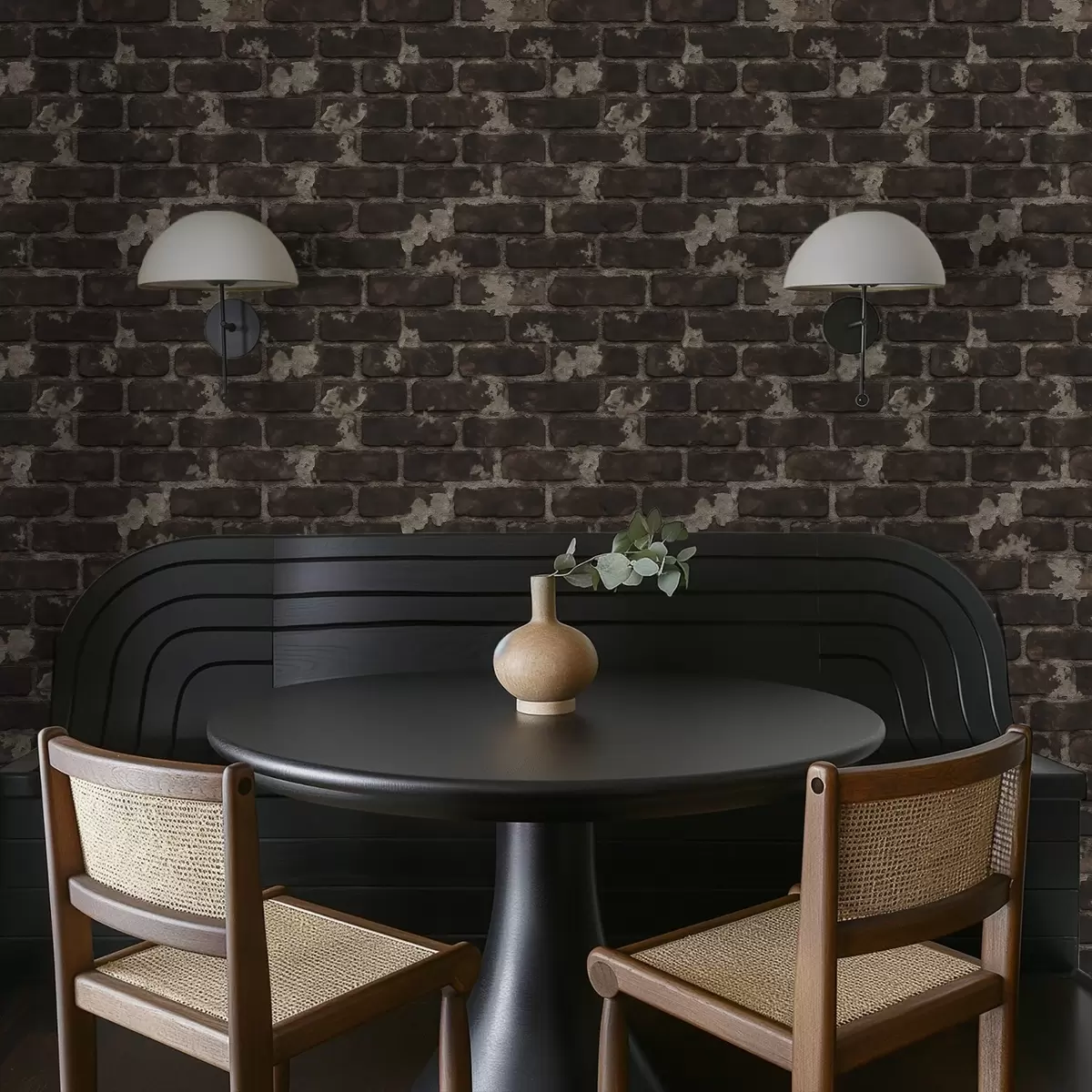 Wallpaper Darkened old brick wall with worn patches a01030