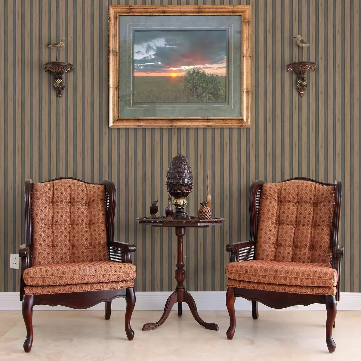 Papel pintado Lamas verticales de madera con inserciones oscuras a01054