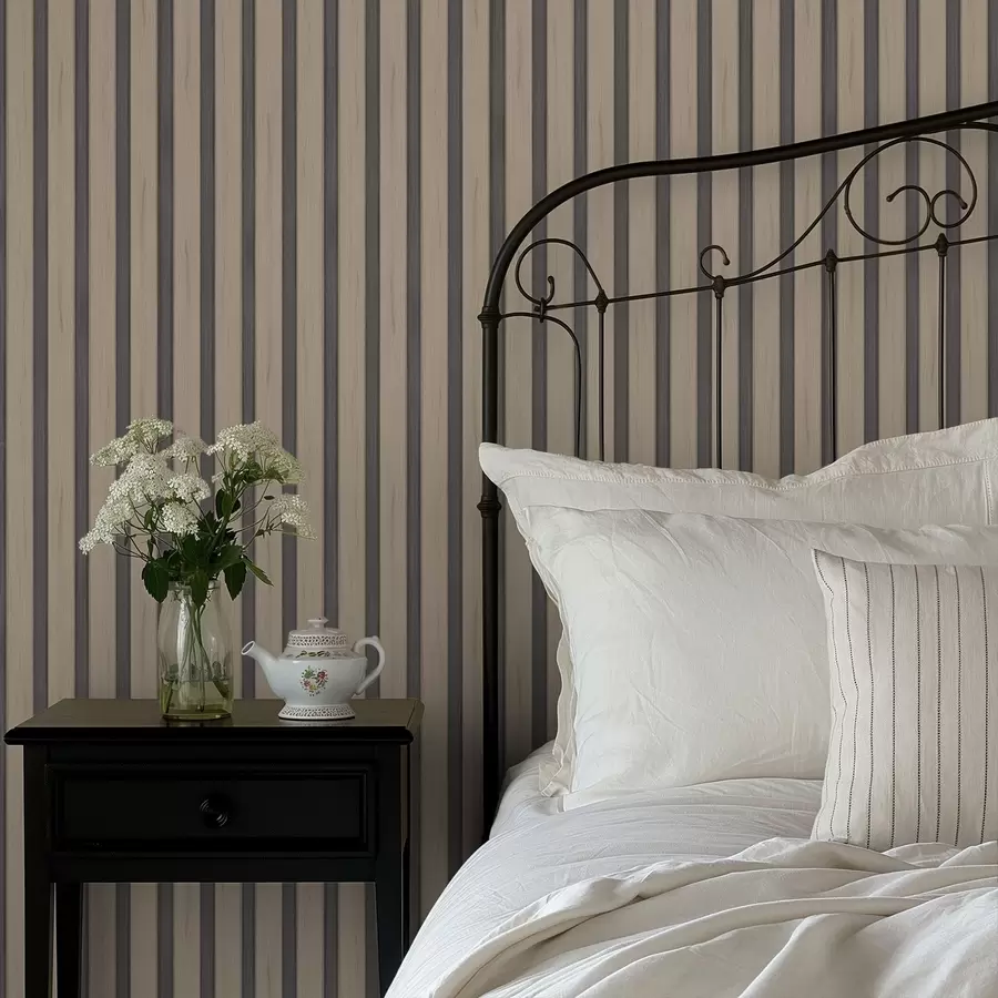 murales Tablas de madera beige con rayas verticales oscuras a01054v2