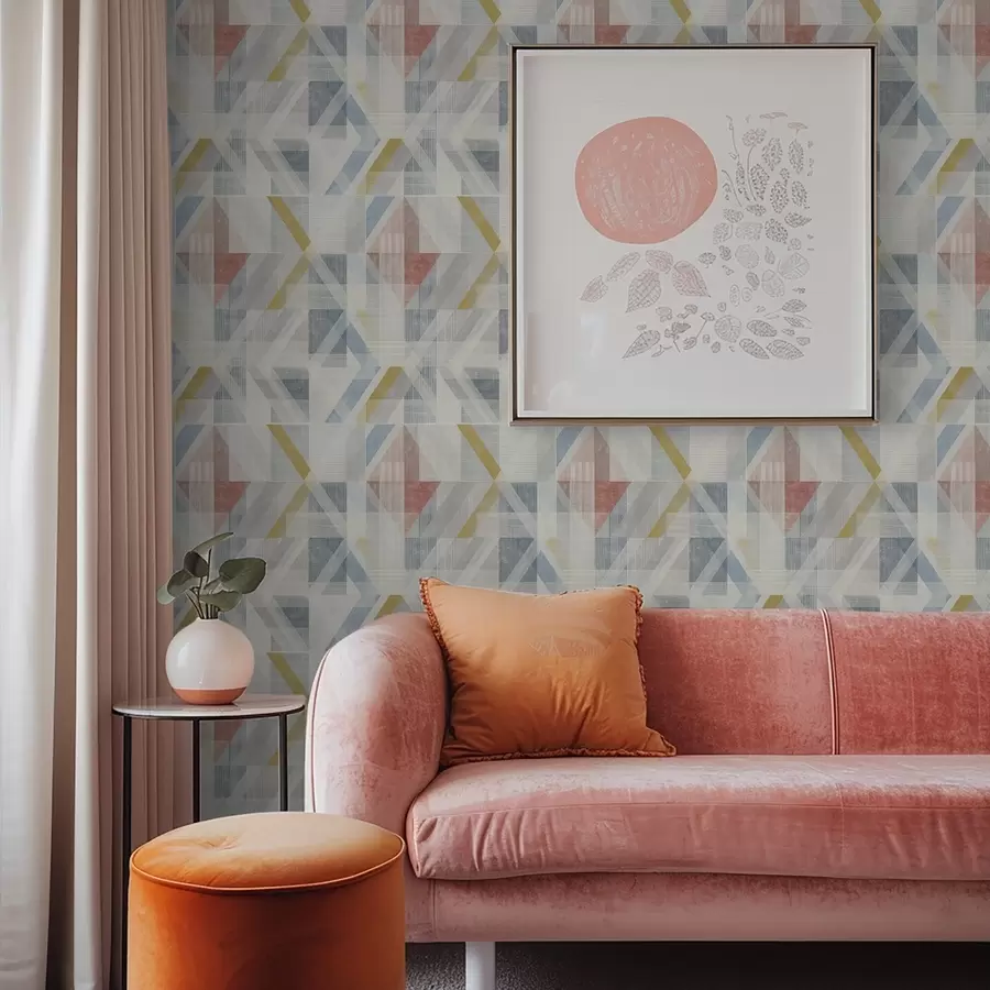 murales Diseño geométrico con un rombo rojo en el centro. a01055