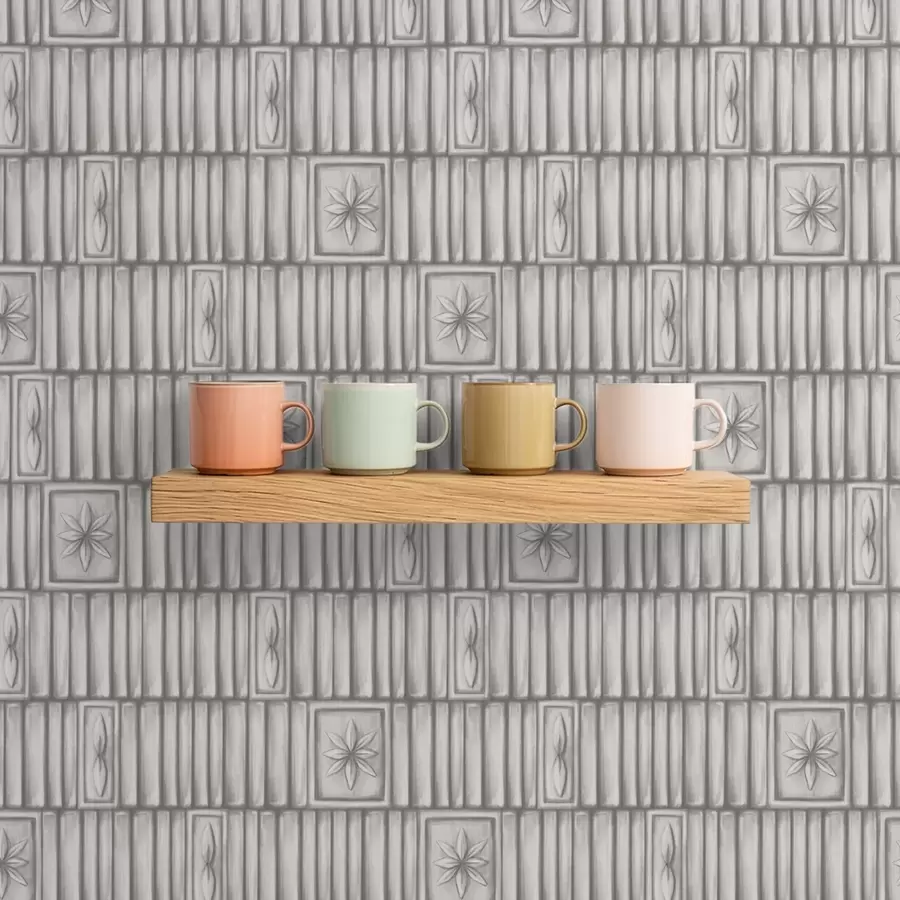 Wall Mural Photo Wallpaper Relief vertical panels with graphic floral inserts a01058